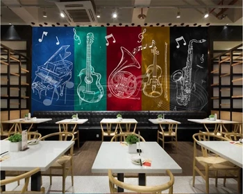 Beibehang Užsakymą tapetai, freskos nuotrauka, spalvos, mados, muzikos instrumentų kvt bar hotel asmenybės fone sienų tapyba