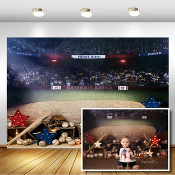 Beisbolo Arena Berniukas 1-ojo Gimtadienio Foto Rekvizitai Studija Stendo Fone Stadionas Star Apdailos Naujagimiui Fotografijos Backdrops