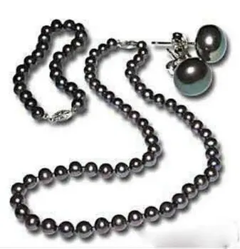 Black pearl sidabro Apyrankės auskarai, Karoliai rinkinys dovanų