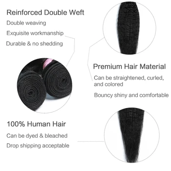 Brazilijos Keistą Tiesūs Plaukai 3 Ryšulius With13x4 Priekinės Šveicarijos Nėrinių Uždarymo Yaki Plaukų Pynimas Ryšulių Žmogaus Remy Hair Extension