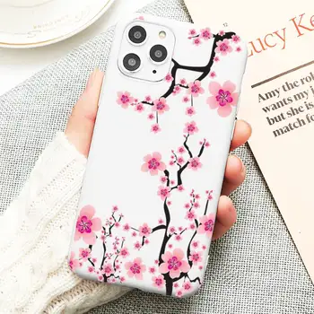 Cherry Blossom Medis Telefono dėklas skirtas iphone 11 Pro Max X XS Max XR Minkštas Viršelis iPhone 7 8 6 6S Plius Funda Atvejais