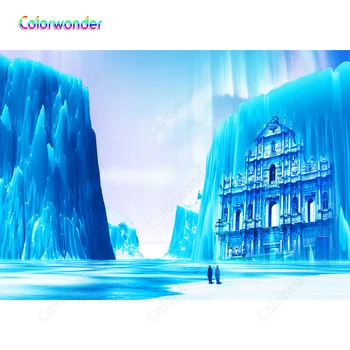 Colorwonder Fotografijos Fone Ledo Pilis su Kalnų 7x5ft Vinilo Svajinga Ice 