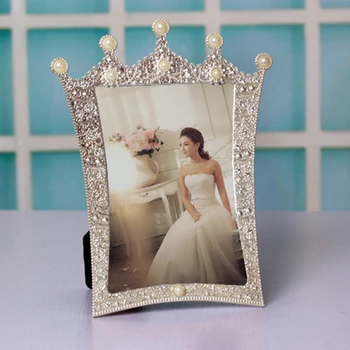 Creative vestuvių kristalų nuotraukų rėmelis karūna metalo puošnaus Foto Rėmelis vestuvių stalo Dekoras, dovanos jai