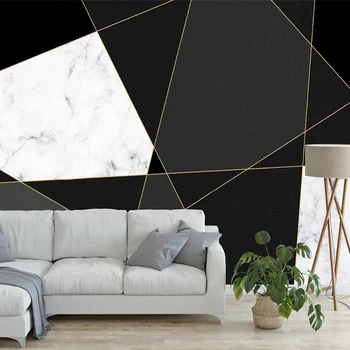 Custom Sienų Tapetai Sienos 3D Geometrinis Juoda Balta Marmuro Modelis, TV Foną, Sienų Tapyba Kambarį Šiuolaikinės Miegamasis