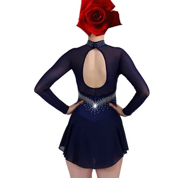 Dailiojo Čiuožimo Suknelė Moterims mergina Ledo Čiuožimo Suknelė tamsiai mėlyna Gimnastika Kostiumas užsakymą kalnų krištolas raudona B096