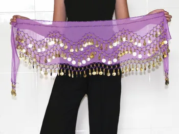 Dancewear Moterims Praktikos Drabužių Trikampis Klubo, Spalvinga Skara Reguliuojamas 128 Aukso Monetas, Pilvo Šokių