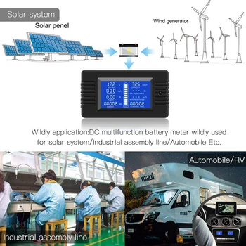 Daugiafunkcis Battery Monitor Matuoklis,0-200V,0-300A (Plačiai Taikomas 12V/24V/48V RV/Automobilio Akumuliatoriaus) LCD Ekranas Skaitmeninė Dabartinės Tūrio