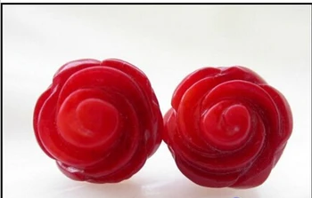 Didmeninė gera s1062 11mm Ranka raižyti rožės raudonos, koralų auskarai 6.09 mujer už -papuošalai