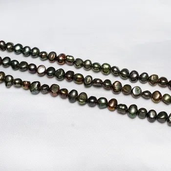 Dirbtiniu būdu išauginti Baroko Gėlavandenių Perlų Karoliukus Nuggets Tamsiai Žalia 4-5mm Maždaug 0,8 mm Parduotas Už Maždaug 15 Colių Kryptis