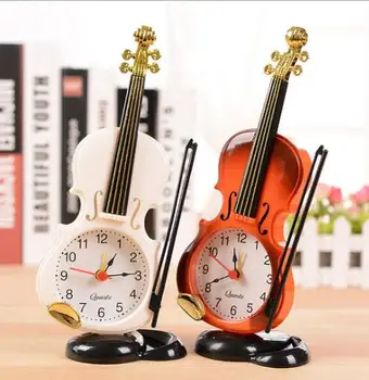 Dirbtinė smuikas žadintuvas creative muzikos instrumentas, modeliavimo stalinis laikrodis kambarį plastiko nustatymas vienetų