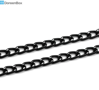 Doreen Lauke Nuorodos-Atidaryti Pažaboti Aliuminio Grandines 6x3.5mm Juoda Spalva, 