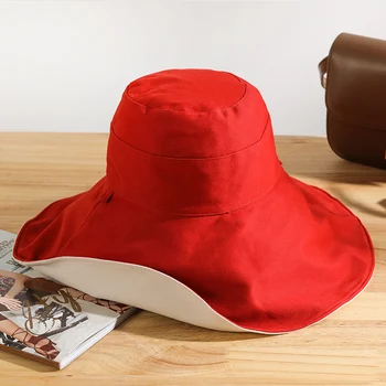 Dvipusis žvejo skrybėlę Xia Han edition Japonijos Chaobai net raudona saulė pavėsyje nuo saulės anti-ultravioletinių saulės pavėsyje skrybėlę