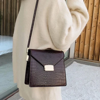 Elegantiška Moteriška Crossbody maišelį 2019 Nauji Aukštos Kokybės PU Oda Moterų Dizaineris Rankinės Krokodilo modelis Petį Krepšys