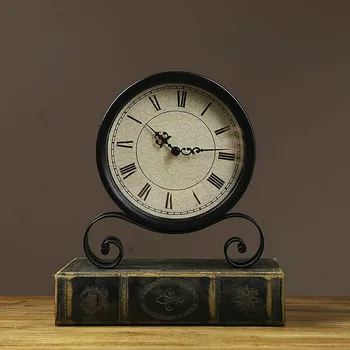 Europos Vintage Black Metalo Stalo Laikrodis kambarį turas retro stalinis laikrodis kūrybos senamadiškas stalinis laikrodis WJ10