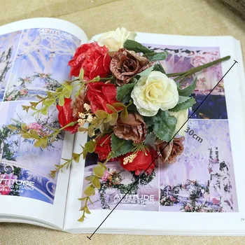 Flone Europos Dirbtinių Rožių Gėlių Modeliavimas Rožių Puokštė Netikrą Šilko Gėlių, Vestuvių Šalies Namų Dekoravimo Meno Gėlių