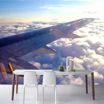 Foto tapetai 3D restoranas koridoriaus drebulys freskos dangus, jūra, debesys sparno freska kambarį, TV foną tapetai