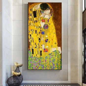 Gustavo Klimto Bučinys Klasikinio Naftos Paveikslų Spausdinimas ant Drobės Meno Plakatai Ir Žinomų Meno Spaudinius Sienos dekoruotos Drobės, Nuotraukų, Namų Dekoro
