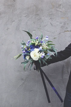 HIMSTORY Vestuvių Puokštė Gėlės Baltos Mėlyna Bohemijos Puokštė Romantiška Dirbtinio Šilko Gėlių, Rožių Dahlia 