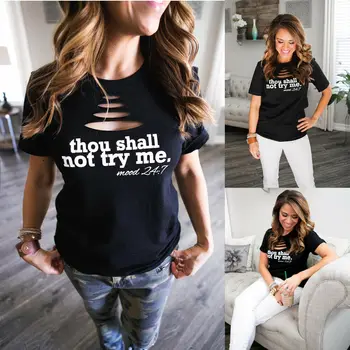 Hirigin Hrajuku Laiškas Spausdinti Marškinėliai Moterims, Su Skyle Į Viršų, Ir Tu Negali Man Pabandyti Tee Atsitiktinis Trumpomis Rankovėmis T-Shirt