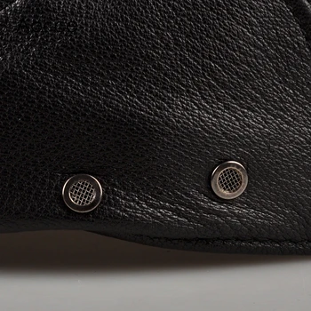 HL170-F originali odinė beisbolo kepurė hat vyrų žiemą šilta, nauja karvės odos newsboy kepurės skrybėlės juoda spalva