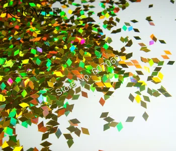 Holografinis lazeris žaliojo Aukso Spalvos 2MM Diamond rombas, Blizgučiai Paillette Blizgučiai Formos 