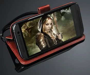 HTC M9 Viena M9 Piniginės Kortelės Lizdas Stentas Atvejais Arklio Oda Modelis Apversti Apsaugoti Dangtelis juodas Atveju, HTC M9 HTC9 HTCm9