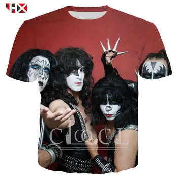 HX Populiarus Metalas Rokas KISS Juosta Marškinėliai Vyrams, Moterims, T-shirt 3D Atspausdintas Marškinėliai Harajuku Mados Streetwear Vasarą Karšto Pardavimo Viršūnės