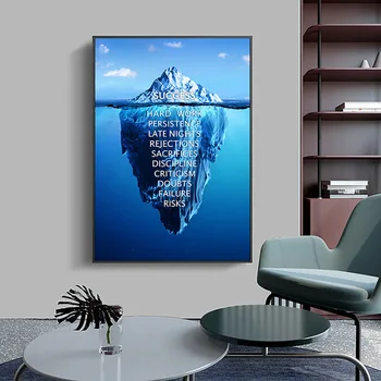 Iceberg Sėkmės Citata Drobės Plakatas Kraštovaizdžio Motyvacijos Drobė Sienos Meno Modernus Nordic Spausdinti Sienos Nuotrauka už Kambarį
