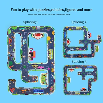 Joanmiro Žaidimas Kelio Grindų Dėlionė Knygą Vaikams nuo 3+ Metų Pradžioje Švietimo Kelių Eismo Scena Transporto priemonės Pažinimo 3D Dėlionės, Žaislų Dovana