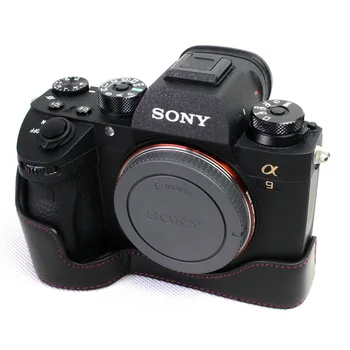 Juoda/Kava/Ruda Aukštos Kokybės PU Odos Pusės vaizdo Kamera Apačioje Atveju Maišelis Dangtis Sony Alpha A9 ILCE-9 Su Baterija Atidarymas