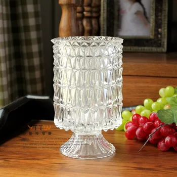 Kaimiškas mados skaidrus rhombus hanap stiklo vaza 18,5 cm