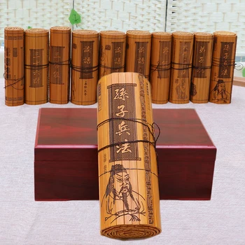 KINIJOS nacionalinė užsienio pateikti dovana-KARO MENO # Sun-Tzu -Bambuko Collector Edition knyga (2 Kalba) TOP pateikti verslo