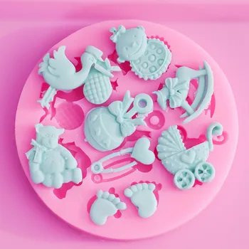 Kūdikio Dušas Šalis 3D Silikoninis Minkštas Pelėsių Tortas Dekoravimo Priemonės, Sausainių, Šokolado Pelėsių