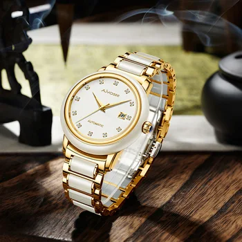 Kūrybinės Naujų prabangių Ms laikrodžiai Top Pora Laikrodžių Prekės ženklo gamtos Jade diamond Moterų Laikrodis Mados paprasta Verslo Vyrų Laikrodžiai