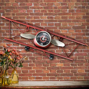 Kūrybos American retro orlaivių laikrodis, gyvenamasis kambarys, valgomasis sienos, sienų apdaila, sienos kabinti, geležies dekoratyvinių laikrodis