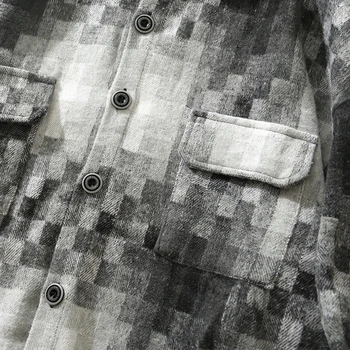 LACIBLE Pledas Marškiniai Vyrams Mozaikos ilgomis Rankovėmis Vyrams, Hip-Hop Streetwear Snap Mygtuką Marškinėliai Rudenį Medvilnės Prarasti Viršūnes Harajuku Marškinėliai