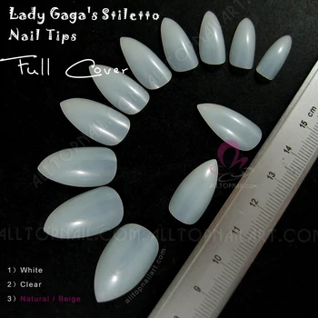 Lady Gaga Stiletto Nagų Patarimai 100vnt Pilnas draudimas Gamtos False Salonas, Nagų Patarimai prancūzijos Smėlio Stiletto Netikrą Nagai -Nemokamas Pristatymas