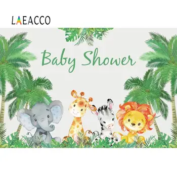 Laeacco Dramblys, Liūtas Laukinių Gyvūnų Baby Shower Gimtadienio Foto Tapetai Fotografijos Backdrops Fotostudija Apdaila