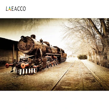 Laeacco Retro Dim Traukinio Fotografijos Fonas Individualų Derliaus Portretas Vaizdingas Fotografijos Backdrops Fotostudija