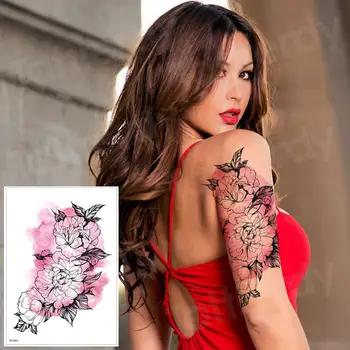 Laikina tatuiruotė ir kūno meno vandeniui laikinos tatuiruotės lipdukas perdavimo rankovių tatuiruotės arm drugelis pakilo modelis, tatuiruotė gėlių