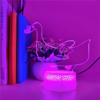 Laikrodis Bazės Romantiška Swan 3D LED Nakties Šviesos USB Miega Lempa Namų Dekoro Kalėdos Pora Meilužio Mergina Lempos Gimtadienio dovana