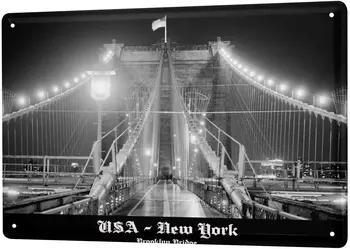 LEotiE NUO 2004 m. Alavo Pasirašyti Dave Mėsininkas juoda Nuotraukų JAV niujorko Miesto Bruklino Tiltas Naktį 20x30 cm kelias Dideli Metaliniai