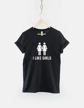Lesbiečių T-Shirt - Man Patinka Merginos Padauža Gėjų Mergaičių Marškiniai-C059