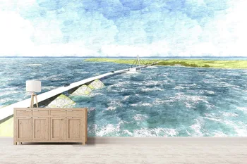 [Lipnios] 3D Mėlynas Dangus Vandenynas Aliejaus Tapybai 77 tapetų Sienos freskos Spausdinti Decal Sienų Freskomis