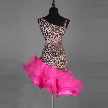 Lotynų Šokių Kostiumas Merginos/Moterys Elegantiškas Vyresnysis Leopard Diržas Sijonas lotynų Konkurencijos Suknelė Rumba Tango Praktikos Drabužius DQL3015