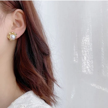 Mados kūrybinės asmenybės dizaino pearl gėlių kamuolys auskarai moterų mažas ir paprastas auskarai