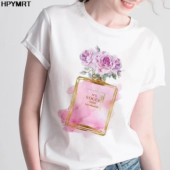 Marškinėliai Moterims, Naujas vasaros Mados kvepalai atspausdintas T-shirt Harajuku estetika marškinėliai moteriška balta topai Marškinėliai moteriški drabužiai
