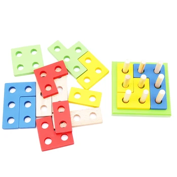 Mediniai Geometrinio Rūšiavimo Lenta Blokų Vaikams Mokomieji Žaislai, Kūdikių Smegenų Vystymasis, Žaislų, Statyba Blokai Vaikų Dovanų