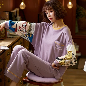 Medvilnės rudens ir žiemos naujas ilgomis rankovėmis plonas pižama gali eiti ne princesė stilius, Japonų, korėjiečių stilius laisvas atsitiktinis homewear