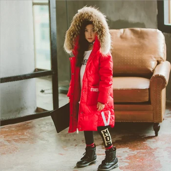 Merginos žiemos paltai 2020 nauja raudona rožinė vaikai kailis -30 laipsnių Kailio hoodies bamblys mergina striukė 3-12 metų chileren žiemos outwear